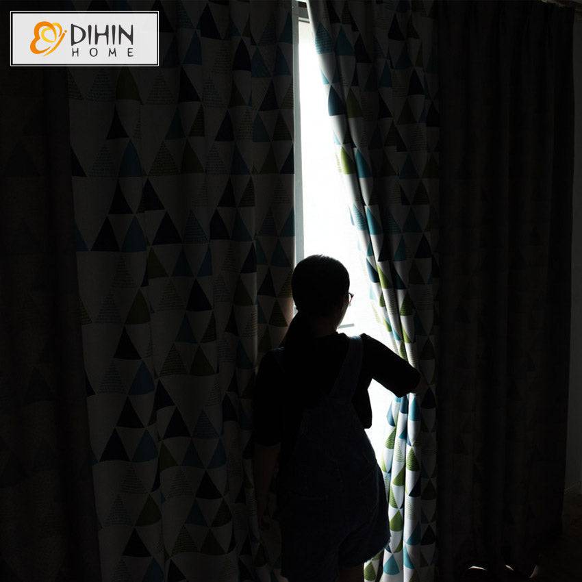 DIHIN HOME Modern High-end Colorful Geometric Triangle Printed,Blackout Grommet Window Curtain for Living Room,1 Panel Roman Shades Curtains Window Blinds custom curtains blackout curtains curtains for living room sheer curtains curtain fabric linen curtains kitchen curtains velvet curtains pinch pleat curtains bay window curtains outdoor curtains pleated curtains floral curtains dining room curtains kitchen valances drapes for bedroom patio curtains nursery curtains grommet curtains
