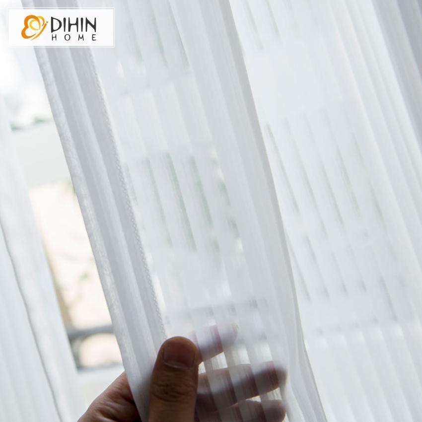 DIHIN HOME Modern High Quality White Striped Sheer Curtain, Grommet Window Curtain for Living Room ,52x63-inch,1 Panel Roman Shades Curtains Window Blinds custom curtains blackout curtains curtains for living room sheer curtains curtain fabric linen curtains kitchen curtains velvet curtains pinch pleat curtains bay window curtains outdoor curtains pleated curtains floral curtains dining room curtains kitchen valances drapes for bedroom patio curtains nursery curtains grommet curtains
