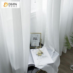 DIHIN HOME Modern High Quality White Striped Sheer Curtain, Grommet Window Curtain for Living Room ,52x63-inch,1 Panel Roman Shades Curtains Window Blinds custom curtains blackout curtains curtains for living room sheer curtains curtain fabric linen curtains kitchen curtains velvet curtains pinch pleat curtains bay window curtains outdoor curtains pleated curtains floral curtains dining room curtains kitchen valances drapes for bedroom patio curtains nursery curtains grommet curtains