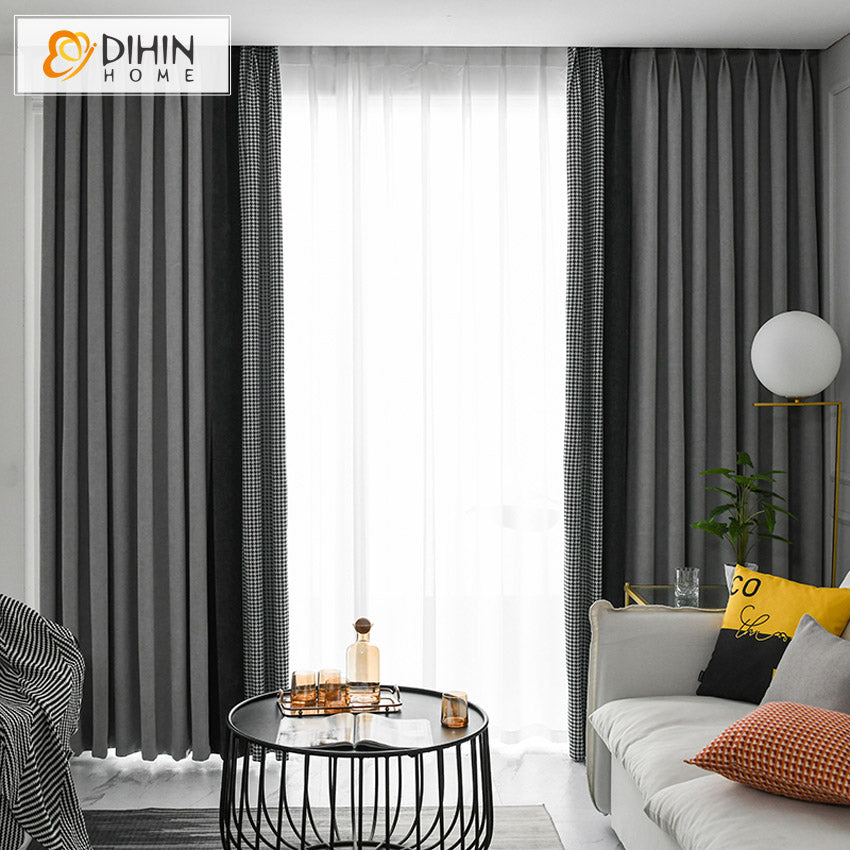 DIHIN HOME Modern Houndstooth Jacquard,Blackout Grommet Window Curtain for Living Room ,52x63-inch,1 Panel Roman Shades Curtains Window Blinds custom curtains blackout curtains curtains for living room sheer curtains curtain fabric linen curtains kitchen curtains velvet curtains pinch pleat curtains bay window curtains outdoor curtains pleated curtains floral curtains dining room curtains kitchen valances drapes for bedroom patio curtains nursery curtains grommet curtains