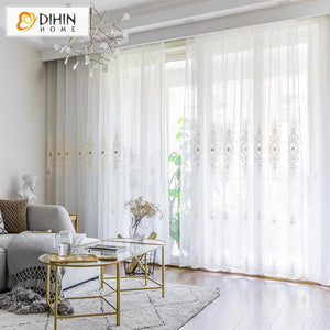 DIHIN HOME Modern Jacquard Window Screening ,Sheer Curtain, Grommet Window Curtain for Living Room ,52x63-inch,1 Panel Roman Shades Curtains Window Blinds custom curtains blackout curtains curtains for living room sheer curtains curtain fabric linen curtains kitchen curtains velvet curtains pinch pleat curtains bay window curtains outdoor curtains pleated curtains floral curtains dining room curtains kitchen valances drapes for bedroom patio curtains nursery curtains grommet curtains