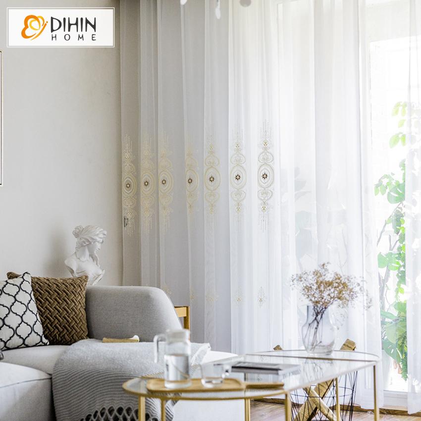 DIHIN HOME Modern Jacquard Window Screening ,Sheer Curtain, Grommet Window Curtain for Living Room ,52x63-inch,1 Panel Roman Shades Curtains Window Blinds custom curtains blackout curtains curtains for living room sheer curtains curtain fabric linen curtains kitchen curtains velvet curtains pinch pleat curtains bay window curtains outdoor curtains pleated curtains floral curtains dining room curtains kitchen valances drapes for bedroom patio curtains nursery curtains grommet curtains