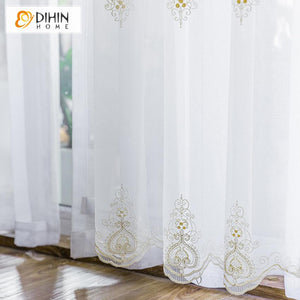 DIHIN HOME Modern Jacquard Window Screening ,Sheer Curtain, Grommet Window Curtain for Living Room ,52x63-inch,1 Panel Roman Shades Curtains Window Blinds custom curtains blackout curtains curtains for living room sheer curtains curtain fabric linen curtains kitchen curtains velvet curtains pinch pleat curtains bay window curtains outdoor curtains pleated curtains floral curtains dining room curtains kitchen valances drapes for bedroom patio curtains nursery curtains grommet curtains