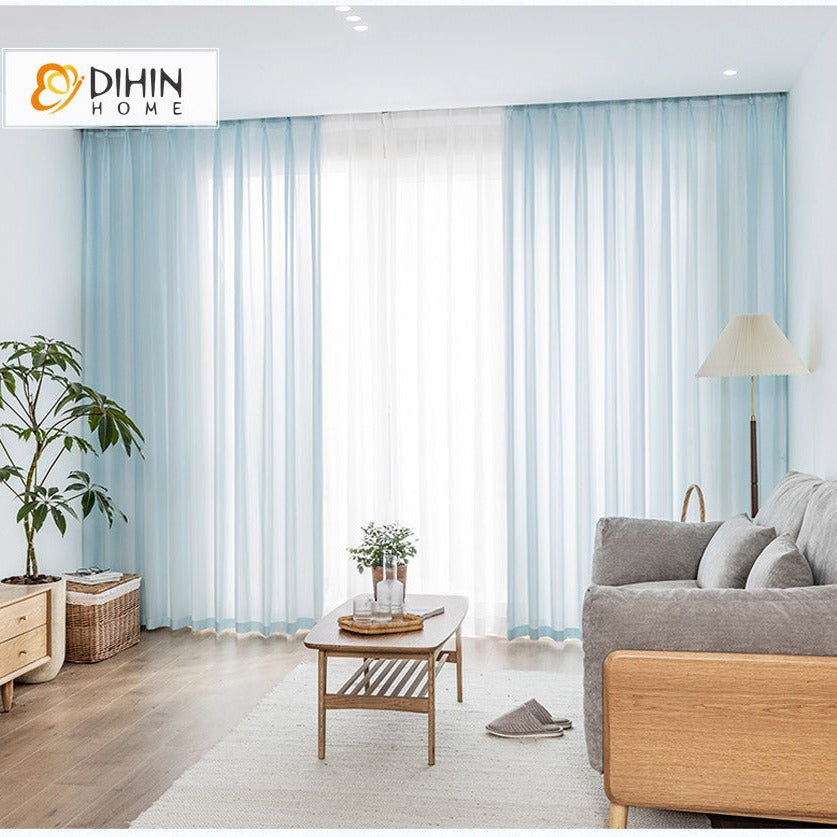 DIHIN HOME Modern Light Blue Color Sheer Curtain, Grommet Window Curtain for Living Room ,52x63-inch,1 Panelriped Roman Shades Curtains Window Blinds custom curtains blackout curtains curtains for living room sheer curtains curtain fabric linen curtains kitchen curtains velvet curtains pinch pleat curtains bay window curtains outdoor curtains pleated curtains floral curtains dining room curtains kitchen valances drapes for bedroom patio curtains nursery curtains grommet curtains