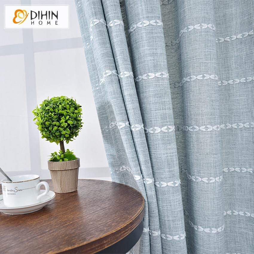 DIHIN HOME Modern Light Blue Embroidered Curtains,Blackout Grommet Window Curtain for Living Room ,52x63-inch,1 Panel Roman Shades Curtains Window Blinds custom curtains blackout curtains curtains for living room sheer curtains curtain fabric linen curtains kitchen curtains velvet curtains pinch pleat curtains bay window curtains outdoor curtains pleated curtains floral curtains dining room curtains kitchen valances drapes for bedroom patio curtains nursery curtains grommet curtains
