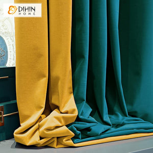 DIHIN HOME Modern Luxury Blue and Yellow Velvet Fabric,Blackout Grommet Window Curtain for Living Room ,52x63-inch,1 Panel Roman Shades Curtains Window Blinds custom curtains blackout curtains curtains for living room sheer curtains curtain fabric linen curtains kitchen curtains velvet curtains pinch pleat curtains bay window curtains outdoor curtains pleated curtains floral curtains dining room curtains kitchen valances drapes for bedroom patio curtains nursery curtains grommet curtains