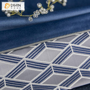 DIHIN HOME Modern Luxury Blue Velvet Geometry Jacquard,Blackout Grommet Window Curtain for Living Room ,52x63-inch,1 Panel Roman Shades Curtains Window Blinds custom curtains blackout curtains curtains for living room sheer curtains curtain fabric linen curtains kitchen curtains velvet curtains pinch pleat curtains bay window curtains outdoor curtains pleated curtains floral curtains dining room curtains kitchen valances drapes for bedroom patio curtains nursery curtains grommet curtains