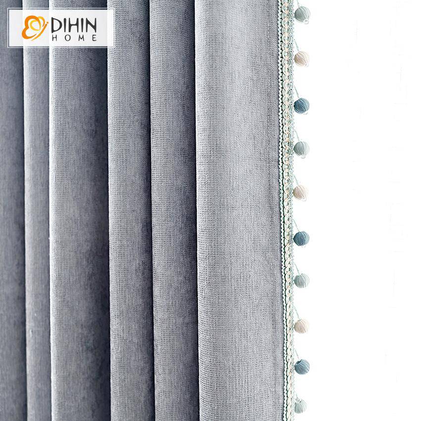 DIHIN HOME Modern Luxury Thick Fabric GreyCurtains With Bead,Blackout Grommet Window Curtain for Living Room ,52x63-inch,1 Panel Roman Shades Curtains Window Blinds custom curtains blackout curtains curtains for living room sheer curtains curtain fabric linen curtains kitchen curtains velvet curtains pinch pleat curtains bay window curtains outdoor curtains pleated curtains floral curtains dining room curtains kitchen valances drapes for bedroom patio curtains nursery curtains grommet curtains