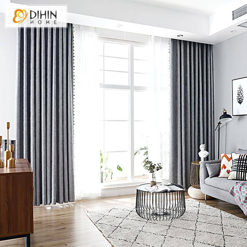 DIHIN HOME Modern Luxury Thick Fabric GreyCurtains With Bead,Blackout Grommet Window Curtain for Living Room ,52x63-inch,1 Panel Roman Shades Curtains Window Blinds custom curtains blackout curtains curtains for living room sheer curtains curtain fabric linen curtains kitchen curtains velvet curtains pinch pleat curtains bay window curtains outdoor curtains pleated curtains floral curtains dining room curtains kitchen valances drapes for bedroom patio curtains nursery curtains grommet curtains