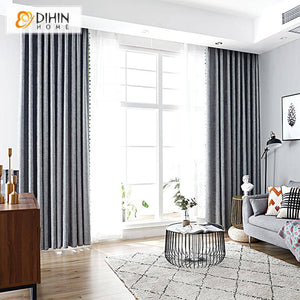 DIHIN HOME Modern Luxury Thick Fabric GreyCurtains With Bead,Blackout Grommet Window Curtain for Living Room ,52x63-inch,1 Panel Roman Shades Curtains Window Blinds custom curtains blackout curtains curtains for living room sheer curtains curtain fabric linen curtains kitchen curtains velvet curtains pinch pleat curtains bay window curtains outdoor curtains pleated curtains floral curtains dining room curtains kitchen valances drapes for bedroom patio curtains nursery curtains grommet curtains