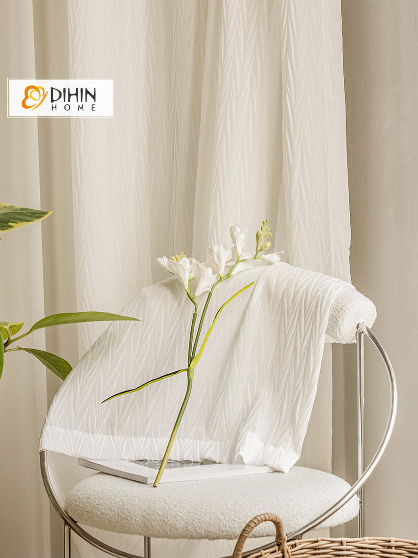 DIHIN HOME Modern Luxury Waves Pattern White Color,Grommet Window Sheer Curtain for Living Room ,52x63-inch,1 Panel Roman Shades Curtains Window Blinds custom curtains blackout curtains curtains for living room sheer curtains curtain fabric linen curtains kitchen curtains velvet curtains pinch pleat curtains bay window curtains outdoor curtains pleated curtains floral curtains dining room curtains kitchen valances drapes for bedroom patio curtains nursery curtains grommet curtains