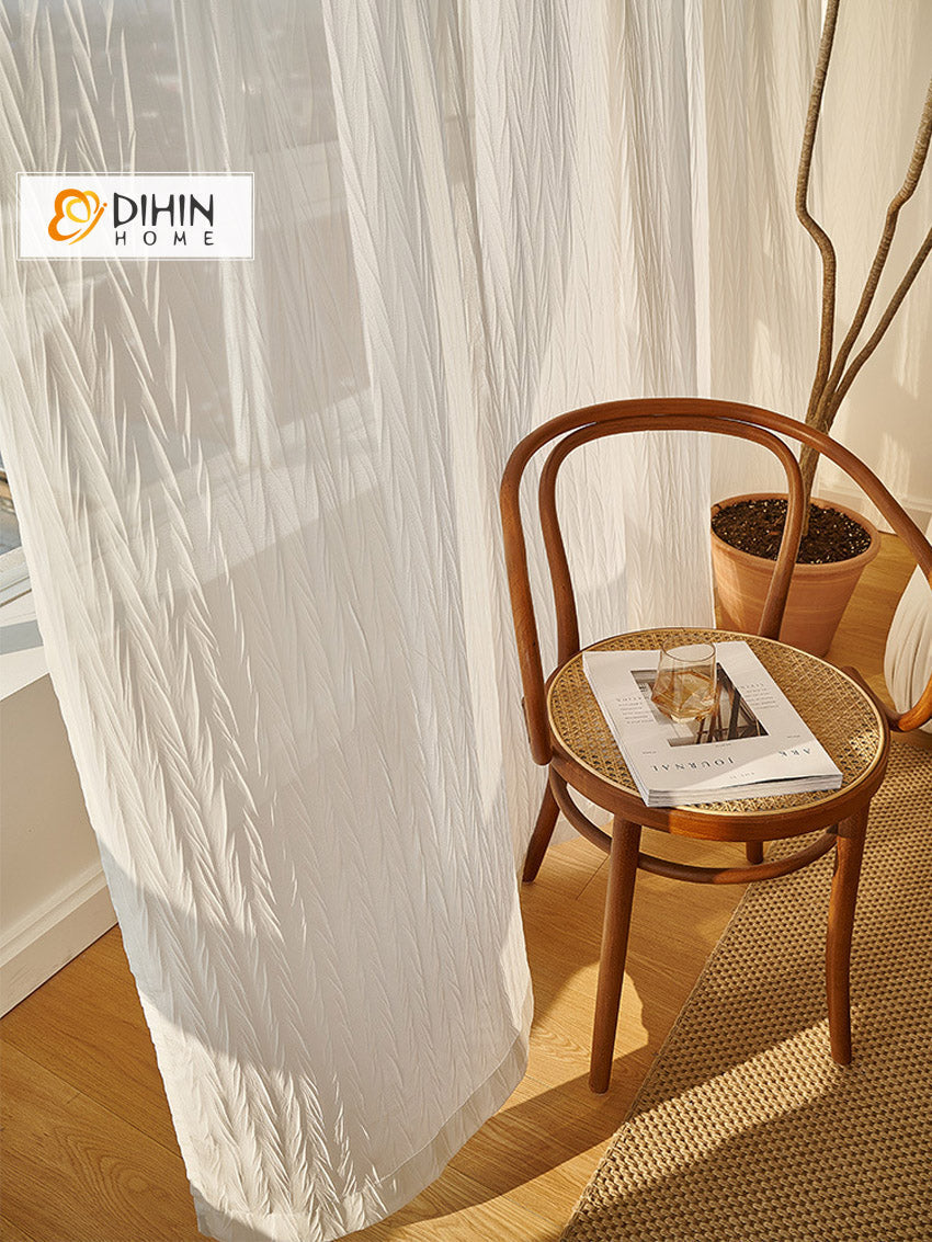 DIHIN HOME Modern Luxury Waves Pattern White Color,Grommet Window Sheer Curtain for Living Room ,52x63-inch,1 Panel Roman Shades Curtains Window Blinds custom curtains blackout curtains curtains for living room sheer curtains curtain fabric linen curtains kitchen curtains velvet curtains pinch pleat curtains bay window curtains outdoor curtains pleated curtains floral curtains dining room curtains kitchen valances drapes for bedroom patio curtains nursery curtains grommet curtains
