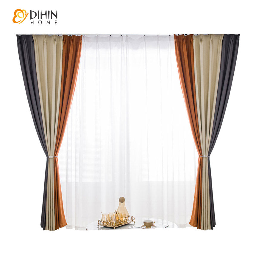DIHIN HOME Modern Modern Three-color Stitching Curtains,Grommet Window Curtain for Living Room,52x63-inch,1 Panel Roman Shades Curtains Window Blinds custom curtains blackout curtains curtains for living room sheer curtains curtain fabric linen curtains kitchen curtains velvet curtains pinch pleat curtains bay window curtains outdoor curtains pleated curtains floral curtains dining room curtains kitchen valances drapes for bedroom patio curtains nursery curtains grommet curtains