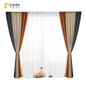 DIHIN HOME Modern Modern Three-color Stitching Curtains,Grommet Window Curtain for Living Room,52x63-inch,1 Panel Roman Shades Curtains Window Blinds custom curtains blackout curtains curtains for living room sheer curtains curtain fabric linen curtains kitchen curtains velvet curtains pinch pleat curtains bay window curtains outdoor curtains pleated curtains floral curtains dining room curtains kitchen valances drapes for bedroom patio curtains nursery curtains grommet curtains