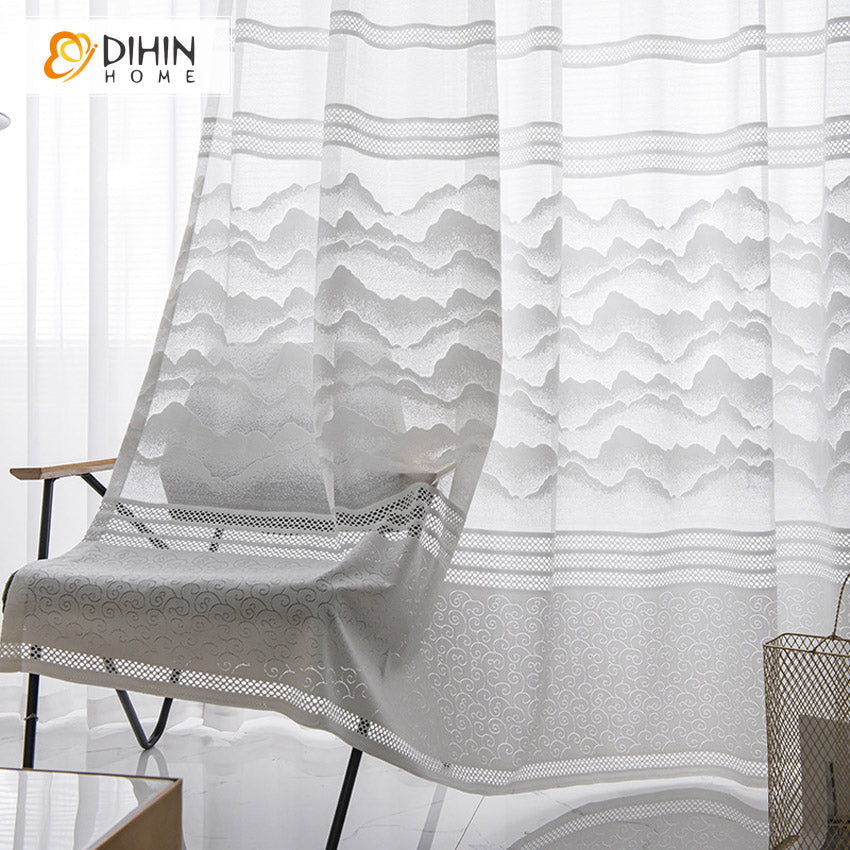 DIHIN HOME Modern Mountains Sheer Curtain, Grommet Window Curtain for Living Room ,52x63-inch,1 Panel Roman Shades Curtains Window Blinds custom curtains blackout curtains curtains for living room sheer curtains curtain fabric linen curtains kitchen curtains velvet curtains pinch pleat curtains bay window curtains outdoor curtains pleated curtains floral curtains dining room curtains kitchen valances drapes for bedroom patio curtains nursery curtains grommet curtains