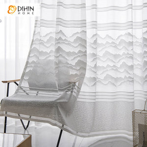DIHIN HOME Modern Mountains Sheer Curtain, Grommet Window Curtain for Living Room ,52x63-inch,1 Panel Roman Shades Curtains Window Blinds custom curtains blackout curtains curtains for living room sheer curtains curtain fabric linen curtains kitchen curtains velvet curtains pinch pleat curtains bay window curtains outdoor curtains pleated curtains floral curtains dining room curtains kitchen valances drapes for bedroom patio curtains nursery curtains grommet curtains
