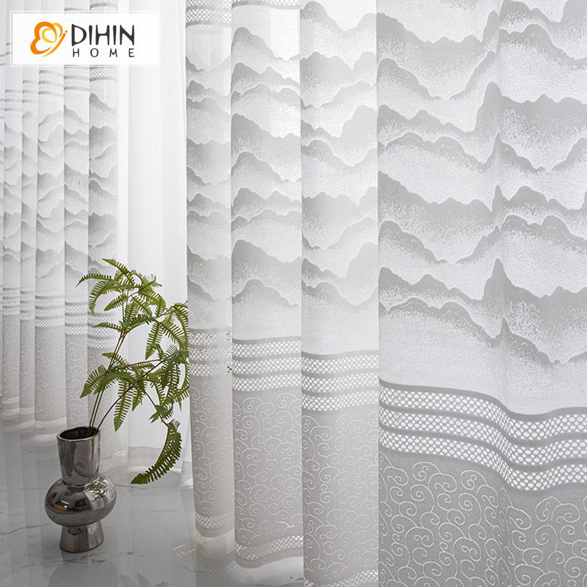 DIHIN HOME Modern Mountains Sheer Curtain, Grommet Window Curtain for Living Room ,52x63-inch,1 Panel Roman Shades Curtains Window Blinds custom curtains blackout curtains curtains for living room sheer curtains curtain fabric linen curtains kitchen curtains velvet curtains pinch pleat curtains bay window curtains outdoor curtains pleated curtains floral curtains dining room curtains kitchen valances drapes for bedroom patio curtains nursery curtains grommet curtains