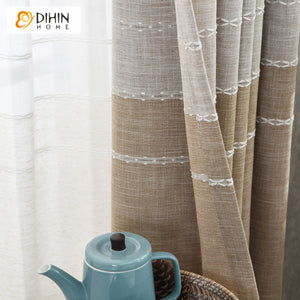 DIHIN HOME Modern Natural Coffee Color Linen Fabric Embroidered,Blackout Grommet Window Curtain for Living Room ,52x63-inch,1 Panel Roman Shades Curtains Window Blinds custom curtains blackout curtains curtains for living room sheer curtains curtain fabric linen curtains kitchen curtains velvet curtains pinch pleat curtains bay window curtains outdoor curtains pleated curtains floral curtains dining room curtains kitchen valances drapes for bedroom patio curtains nursery curtains grommet curtains