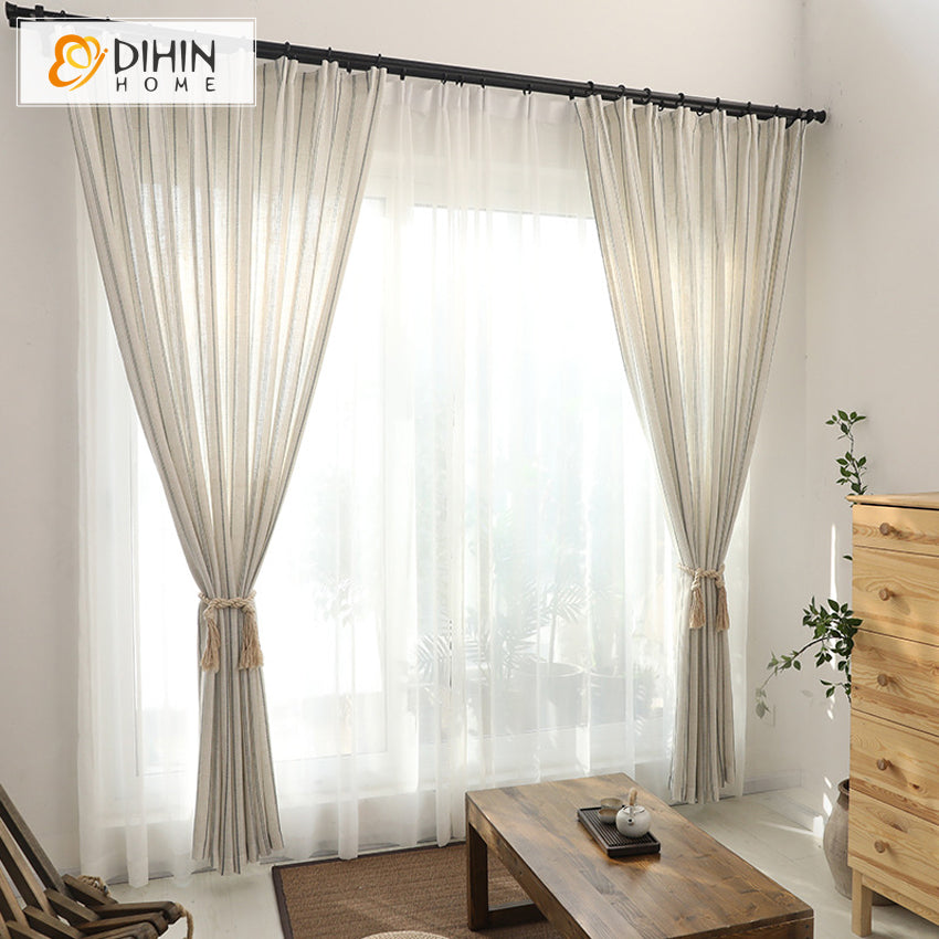 DIHIN HOME Modern Natural Linen Fabric Striped Curtains,Blackout Grommet Window Curtain for Living Room ,52x63-inch,1 Panel Roman Shades Curtains Window Blinds custom curtains blackout curtains curtains for living room sheer curtains curtain fabric linen curtains kitchen curtains velvet curtains pinch pleat curtains bay window curtains outdoor curtains pleated curtains floral curtains dining room curtains kitchen valances drapes for bedroom patio curtains nursery curtains grommet curtains