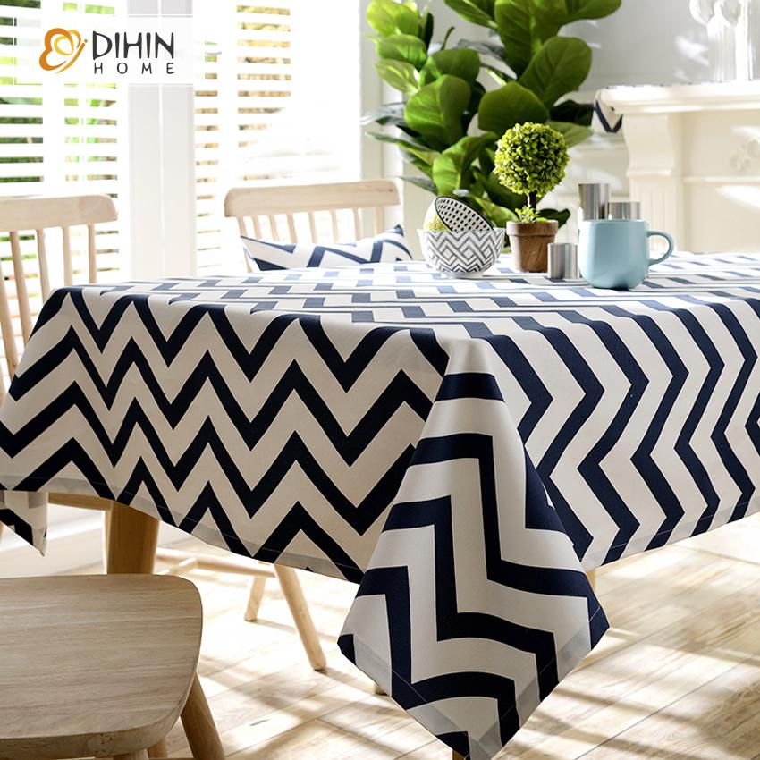 DIHIN HOME Modern Navy Blue Waves Printed Tablecloth For Rectangle Tables,Custom Washed Linen Tablecloth,Handmade Rectangle Table Cover Roman Shades Curtains Window Blinds custom curtains blackout curtains curtains for living room sheer curtains curtain fabric linen curtains kitchen curtains velvet curtains pinch pleat curtains bay window curtains outdoor curtains pleated curtains floral curtains dining room curtains kitchen valances drapes for bedroom patio curtains nursery curtains grommet curtains