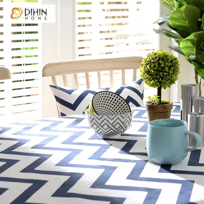DIHIN HOME Modern Navy Blue Waves Printed Tablecloth For Rectangle Tables,Custom Washed Linen Tablecloth,Handmade Rectangle Table Cover Roman Shades Curtains Window Blinds custom curtains blackout curtains curtains for living room sheer curtains curtain fabric linen curtains kitchen curtains velvet curtains pinch pleat curtains bay window curtains outdoor curtains pleated curtains floral curtains dining room curtains kitchen valances drapes for bedroom patio curtains nursery curtains grommet curtains