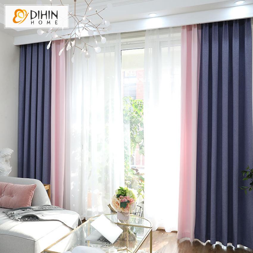DIHIN HOME Modern Neat Blue and Pink Printed,Blackout Grommet Window Curtain for Living Room ,52x63-inch,1 Panel Roman Shades Curtains Window Blinds custom curtains blackout curtains curtains for living room sheer curtains curtain fabric linen curtains kitchen curtains velvet curtains pinch pleat curtains bay window curtains outdoor curtains pleated curtains floral curtains dining room curtains kitchen valances drapes for bedroom patio curtains nursery curtains grommet curtains