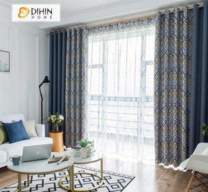 DIHIN HOME Modern Neat Colorful Geometric Printed,Blackout Grommet Window Curtain for Living Room ,52x63-inch,1 Panel Roman Shades Curtains Window Blinds custom curtains blackout curtains curtains for living room sheer curtains curtain fabric linen curtains kitchen curtains velvet curtains pinch pleat curtains bay window curtains outdoor curtains pleated curtains floral curtains dining room curtains kitchen valances drapes for bedroom patio curtains nursery curtains grommet curtains