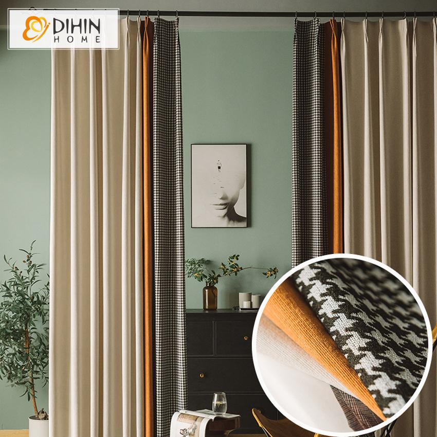 DIHIN HOME Modern Nordic houndstooth Jacquard,Blackout Grommet Window Curtain for Living Room ,52x63-inch,1 Panel Roman Shades Curtains Window Blinds custom curtains blackout curtains curtains for living room sheer curtains curtain fabric linen curtains kitchen curtains velvet curtains pinch pleat curtains bay window curtains outdoor curtains pleated curtains floral curtains dining room curtains kitchen valances drapes for bedroom patio curtains nursery curtains grommet curtains