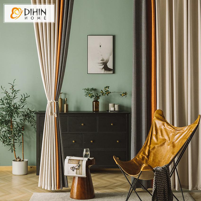 DIHIN HOME Modern Nordic houndstooth Jacquard,Blackout Grommet Window Curtain for Living Room ,52x63-inch,1 Panel Roman Shades Curtains Window Blinds custom curtains blackout curtains curtains for living room sheer curtains curtain fabric linen curtains kitchen curtains velvet curtains pinch pleat curtains bay window curtains outdoor curtains pleated curtains floral curtains dining room curtains kitchen valances drapes for bedroom patio curtains nursery curtains grommet curtains