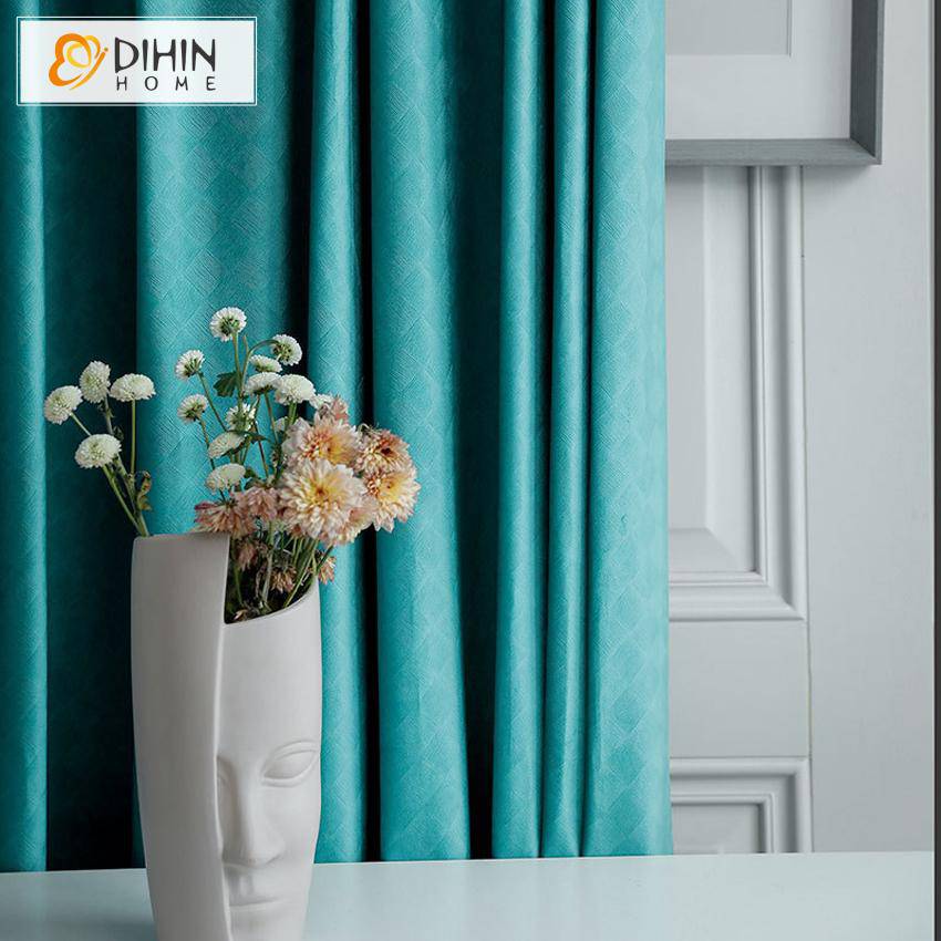 DIHIN HOME Modern Nordic Rhombic Embossing Aquamarine Customized Curtains,Blackout Grommet Window Curtain for Living Room ,52x63-inch,1 Panel Roman Shades Curtains Window Blinds custom curtains blackout curtains curtains for living room sheer curtains curtain fabric linen curtains kitchen curtains velvet curtains pinch pleat curtains bay window curtains outdoor curtains pleated curtains floral curtains dining room curtains kitchen valances drapes for bedroom patio curtains nursery curtains grommet curtains