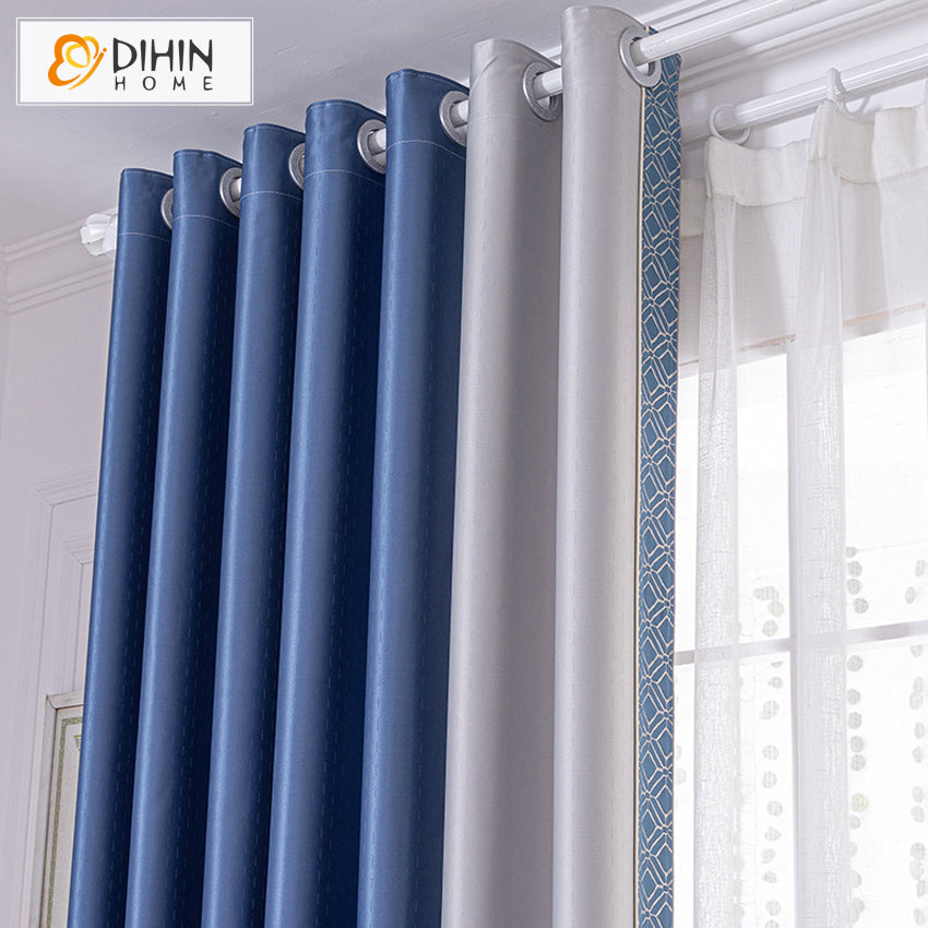 DIHIN HOME Modern Nordic Style Grey and Blue Color Printed,Blackout Grommet Window Curtain for Living Room ,52x63-inch,1 Panel Roman Shades Curtains Window Blinds custom curtains blackout curtains curtains for living room sheer curtains curtain fabric linen curtains kitchen curtains velvet curtains pinch pleat curtains bay window curtains outdoor curtains pleated curtains floral curtains dining room curtains kitchen valances drapes for bedroom patio curtains nursery curtains grommet curtains