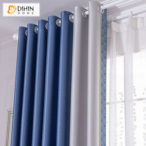 DIHIN HOME Modern Nordic Style Grey and Blue Color Printed,Blackout Grommet Window Curtain for Living Room ,52x63-inch,1 Panel Roman Shades Curtains Window Blinds custom curtains blackout curtains curtains for living room sheer curtains curtain fabric linen curtains kitchen curtains velvet curtains pinch pleat curtains bay window curtains outdoor curtains pleated curtains floral curtains dining room curtains kitchen valances drapes for bedroom patio curtains nursery curtains grommet curtains
