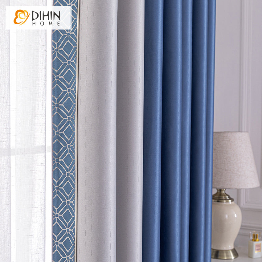 DIHIN HOME Modern Nordic Style Grey and Blue Color Printed,Blackout Grommet Window Curtain for Living Room ,52x63-inch,1 Panel Roman Shades Curtains Window Blinds custom curtains blackout curtains curtains for living room sheer curtains curtain fabric linen curtains kitchen curtains velvet curtains pinch pleat curtains bay window curtains outdoor curtains pleated curtains floral curtains dining room curtains kitchen valances drapes for bedroom patio curtains nursery curtains grommet curtains