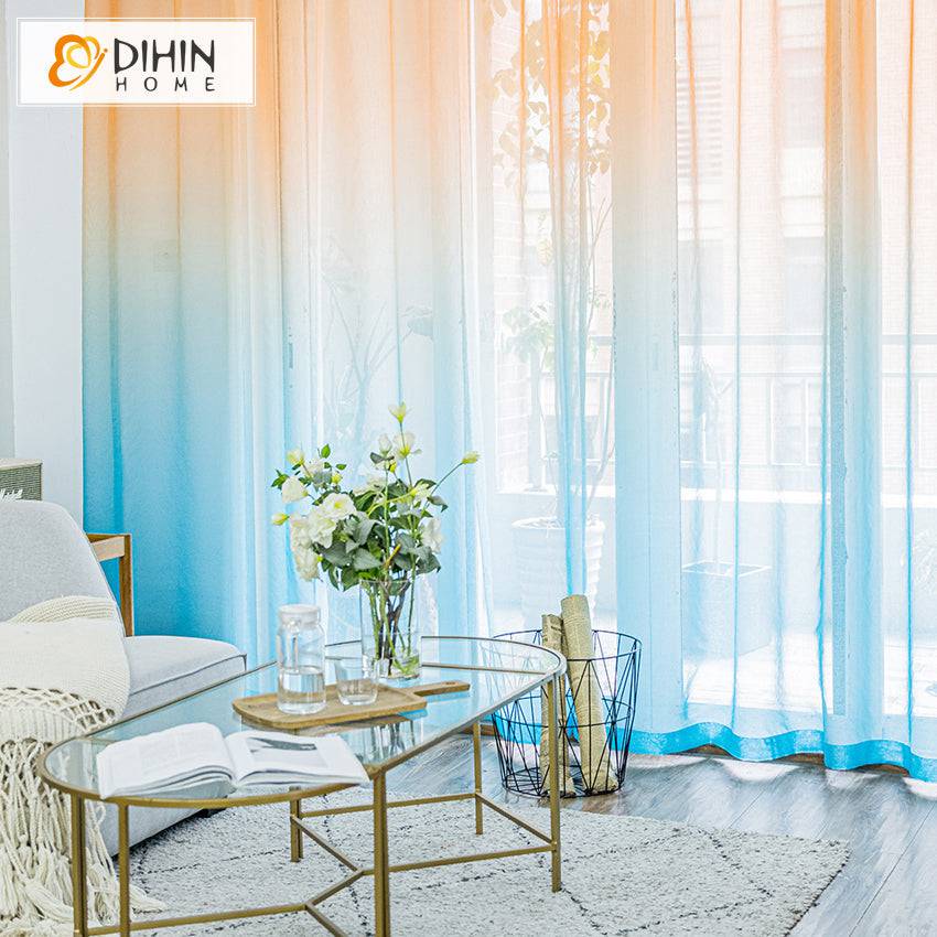 DIHIN HOME Modern Orange Blue Gradient Color Printed,Blackout Grommet Window Curtain for Living Room ,52x63-inch,1 Panel Roman Shades Curtains Window Blinds custom curtains blackout curtains curtains for living room sheer curtains curtain fabric linen curtains kitchen curtains velvet curtains pinch pleat curtains bay window curtains outdoor curtains pleated curtains floral curtains dining room curtains kitchen valances drapes for bedroom patio curtains nursery curtains grommet curtains