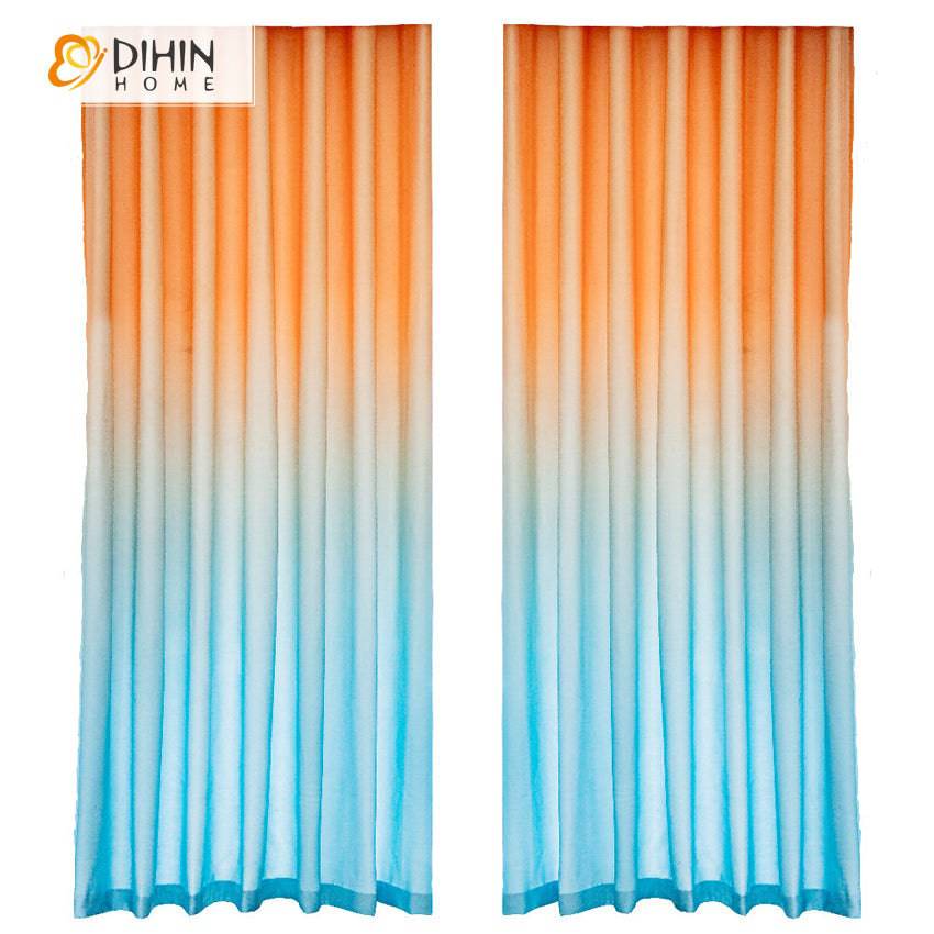 DIHIN HOME Modern Orange Blue Gradient Color Printed,Blackout Grommet Window Curtain for Living Room ,52x63-inch,1 Panel Roman Shades Curtains Window Blinds custom curtains blackout curtains curtains for living room sheer curtains curtain fabric linen curtains kitchen curtains velvet curtains pinch pleat curtains bay window curtains outdoor curtains pleated curtains floral curtains dining room curtains kitchen valances drapes for bedroom patio curtains nursery curtains grommet curtains