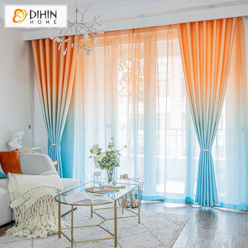 DIHIN HOME Modern Orange Blue Gradient Color Printed,Blackout Grommet Window Curtain for Living Room ,52x63-inch,1 Panel Roman Shades Curtains Window Blinds custom curtains blackout curtains curtains for living room sheer curtains curtain fabric linen curtains kitchen curtains velvet curtains pinch pleat curtains bay window curtains outdoor curtains pleated curtains floral curtains dining room curtains kitchen valances drapes for bedroom patio curtains nursery curtains grommet curtains