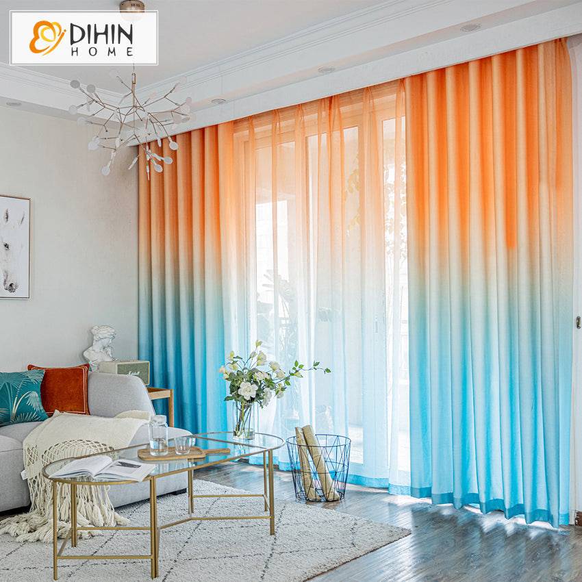 DIHIN HOME Modern Orange Blue Gradient Color Printed,Blackout Grommet Window Curtain for Living Room ,52x63-inch,1 Panel Roman Shades Curtains Window Blinds custom curtains blackout curtains curtains for living room sheer curtains curtain fabric linen curtains kitchen curtains velvet curtains pinch pleat curtains bay window curtains outdoor curtains pleated curtains floral curtains dining room curtains kitchen valances drapes for bedroom patio curtains nursery curtains grommet curtains