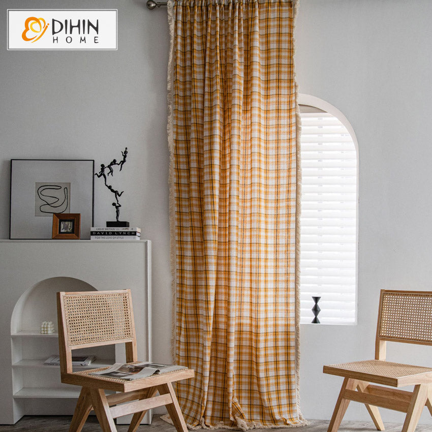 DIHIN HOME Modern Orange Small Plaid,Blackout Grommet Window Curtain for Living Room ,52x63-inch,1 Panel Roman Shades Curtains Window Blinds custom curtains blackout curtains curtains for living room sheer curtains curtain fabric linen curtains kitchen curtains velvet curtains pinch pleat curtains bay window curtains outdoor curtains pleated curtains floral curtains dining room curtains kitchen valances drapes for bedroom patio curtains nursery curtains grommet curtains