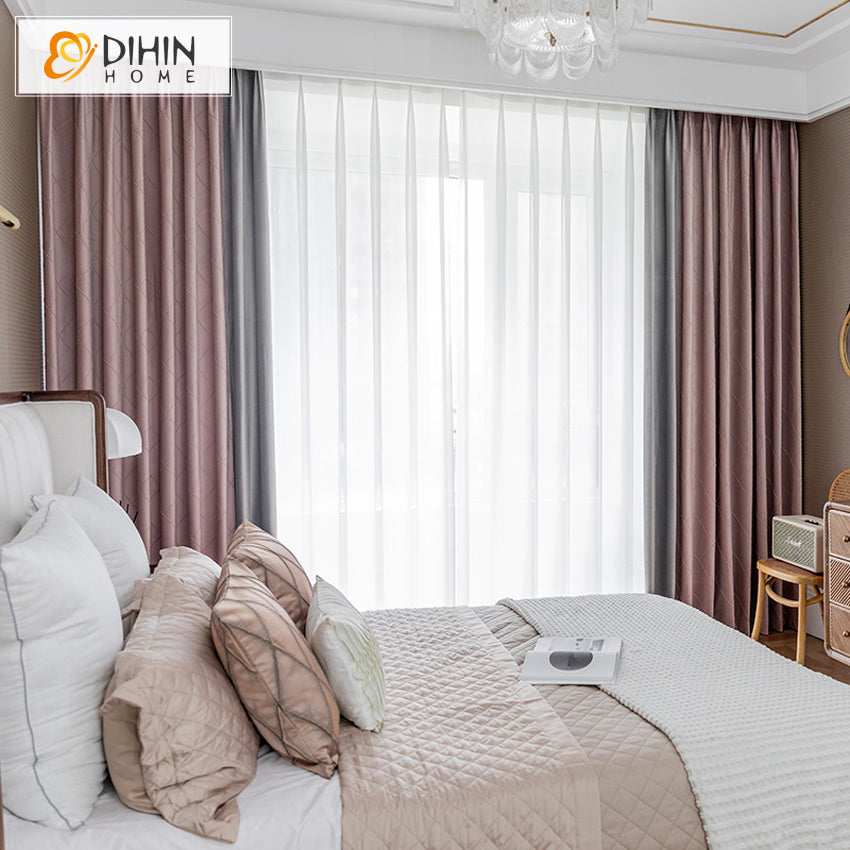 DIHIN HOME Modern Pink and Grey Color Jacquard,Blackout Curtains Grommet Window Curtain for Living Room ,52x84-inch,1 Panel Roman Shades Curtains Window Blinds custom curtains blackout curtains curtains for living room sheer curtains curtain fabric linen curtains kitchen curtains velvet curtains pinch pleat curtains bay window curtains outdoor curtains pleated curtains floral curtains dining room curtains kitchen valances drapes for bedroom patio curtains nursery curtains grommet curtains