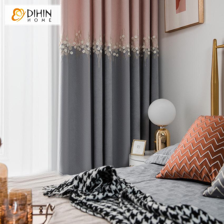 DIHIN HOME Modern Pink and Grey Embroidered Customized Valance,Blackout Curtains Grommet Window Curtain for Living Room ,52x84-inch,1 Panel Roman Shades Curtains Window Blinds custom curtains blackout curtains curtains for living room sheer curtains curtain fabric linen curtains kitchen curtains velvet curtains pinch pleat curtains bay window curtains outdoor curtains pleated curtains floral curtains dining room curtains kitchen valances drapes for bedroom patio curtains nursery curtains grommet curtains