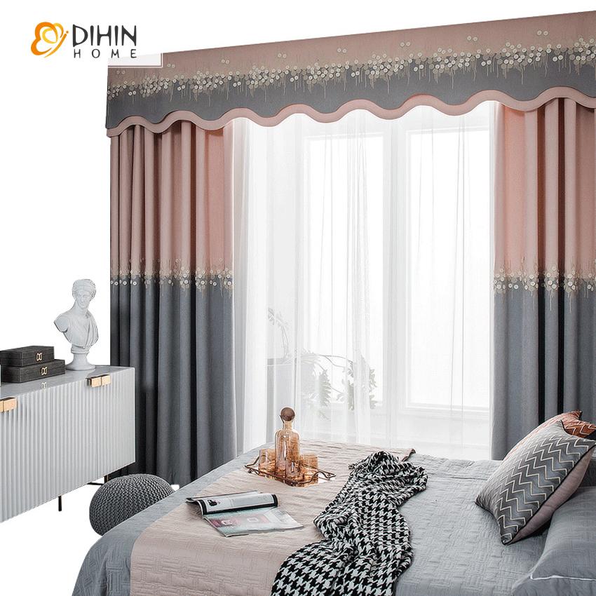 DIHIN HOME Modern Pink and Grey Embroidered Customized Valance,Blackout Curtains Grommet Window Curtain for Living Room ,52x84-inch,1 Panel Roman Shades Curtains Window Blinds custom curtains blackout curtains curtains for living room sheer curtains curtain fabric linen curtains kitchen curtains velvet curtains pinch pleat curtains bay window curtains outdoor curtains pleated curtains floral curtains dining room curtains kitchen valances drapes for bedroom patio curtains nursery curtains grommet curtains