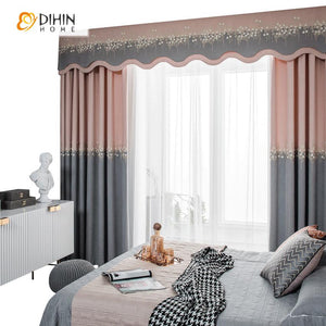 DIHIN HOME Modern Pink and Grey Embroidered Customized Valance,Blackout Curtains Grommet Window Curtain for Living Room ,52x84-inch,1 Panel Roman Shades Curtains Window Blinds custom curtains blackout curtains curtains for living room sheer curtains curtain fabric linen curtains kitchen curtains velvet curtains pinch pleat curtains bay window curtains outdoor curtains pleated curtains floral curtains dining room curtains kitchen valances drapes for bedroom patio curtains nursery curtains grommet curtains