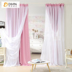 DIHIN HOME Modern Pink Color Customized Curtains With White Sheer Curtain Totgether,Blackout Grommet Window Curtain for Living Room ,52x63-inch,1 Panel Roman Shades Window Curtains Curtains Window Blinds Curtains Drapes linen drapery curtains and drapes windows drapes custom curtains blackout curtains curtains for living room window shades sheer curtains curtain fabric window treatments custom drapery