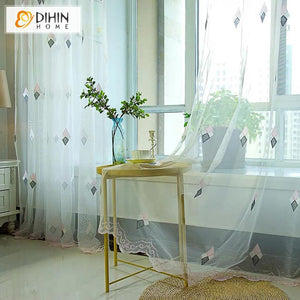 DIHIN HOME Modern Pink Geometric Embroidered,Sheer Curtain, Grommet Window Curtain for Living Room ,52x63-inch,1 Panel Roman Shades Curtains Window Blinds custom curtains blackout curtains curtains for living room sheer curtains curtain fabric linen curtains kitchen curtains velvet curtains pinch pleat curtains bay window curtains outdoor curtains pleated curtains floral curtains dining room curtains kitchen valances drapes for bedroom patio curtains nursery curtains grommet curtains