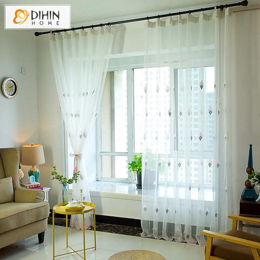 DIHIN HOME Modern Pink Geometric Embroidered,Sheer Curtain, Grommet Window Curtain for Living Room ,52x63-inch,1 Panel Roman Shades Curtains Window Blinds custom curtains blackout curtains curtains for living room sheer curtains curtain fabric linen curtains kitchen curtains velvet curtains pinch pleat curtains bay window curtains outdoor curtains pleated curtains floral curtains dining room curtains kitchen valances drapes for bedroom patio curtains nursery curtains grommet curtains