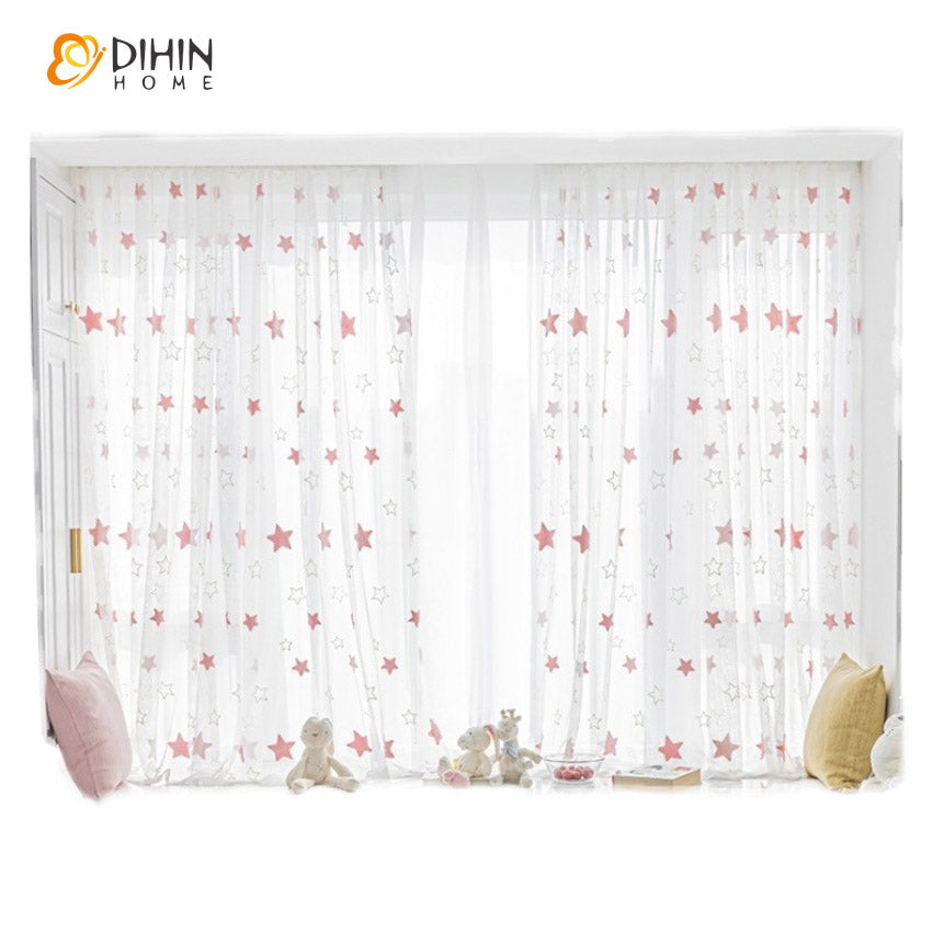 DIHIN HOME Modern Pink Stras Embroidered,Grommet Window Sheer Curtain for Living Room ,52x63-inch,1 Panel Roman Shades Curtains Window Blinds custom curtains blackout curtains curtains for living room sheer curtains curtain fabric linen curtains kitchen curtains velvet curtains pinch pleat curtains bay window curtains outdoor curtains pleated curtains floral curtains dining room curtains kitchen valances drapes for bedroom patio curtains nursery curtains grommet curtains