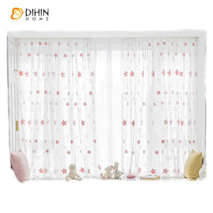 DIHIN HOME Modern Pink Stras Embroidered,Grommet Window Sheer Curtain for Living Room ,52x63-inch,1 Panel Roman Shades Curtains Window Blinds custom curtains blackout curtains curtains for living room sheer curtains curtain fabric linen curtains kitchen curtains velvet curtains pinch pleat curtains bay window curtains outdoor curtains pleated curtains floral curtains dining room curtains kitchen valances drapes for bedroom patio curtains nursery curtains grommet curtains