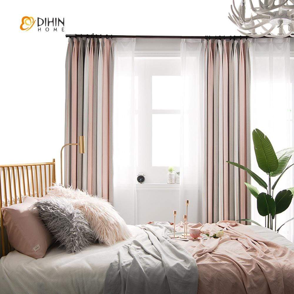 DIHIN HOME Modern Pink Stripes Curtains，Blackout Grommet Window Curtain for Living Room ,52x63-inch,1 Panel Roman Shades Curtains Window Blinds custom curtains blackout curtains curtains for living room sheer curtains curtain fabric linen curtains kitchen curtains velvet curtains pinch pleat curtains bay window curtains outdoor curtains pleated curtains floral curtains dining room curtains kitchen valances drapes for bedroom patio curtains nursery curtains grommet curtains