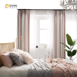 DIHIN HOME Modern Pink Stripes Curtains，Blackout Grommet Window Curtain for Living Room ,52x63-inch,1 Panel Roman Shades Curtains Window Blinds custom curtains blackout curtains curtains for living room sheer curtains curtain fabric linen curtains kitchen curtains velvet curtains pinch pleat curtains bay window curtains outdoor curtains pleated curtains floral curtains dining room curtains kitchen valances drapes for bedroom patio curtains nursery curtains grommet curtains