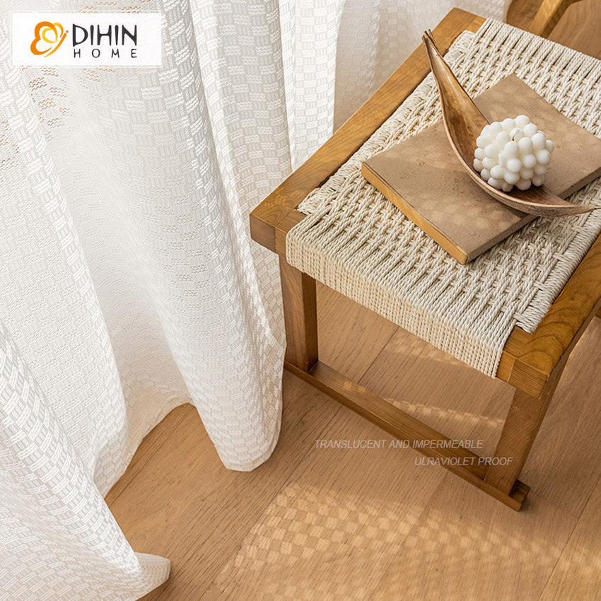 DIHIN HOME Modern Plaid Embroidered Sheer Curtains,Grommet Window Curtain for Living Room ,52x63-inch,1 Panel Roman Shades Curtains Window Blinds custom curtains blackout curtains curtains for living room sheer curtains curtain fabric linen curtains kitchen curtains velvet curtains pinch pleat curtains bay window curtains outdoor curtains pleated curtains floral curtains dining room curtains kitchen valances drapes for bedroom patio curtains nursery curtains grommet curtains